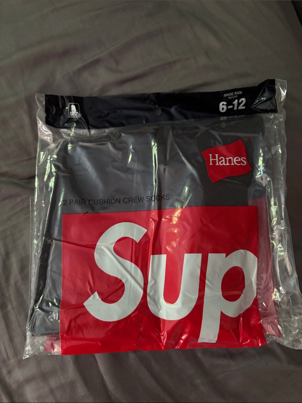 Hanes Black Crew Socks Pack with Red Graphic
